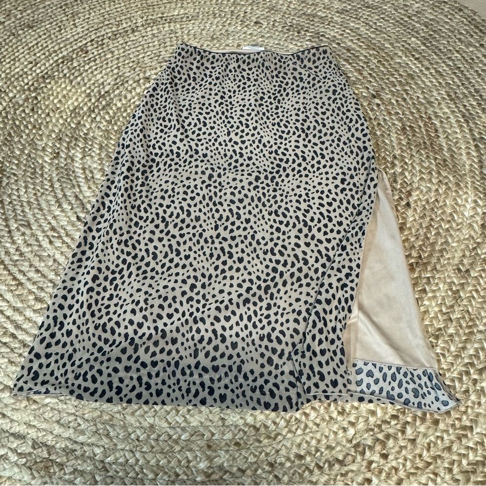 KURIOUS animal print midcalf length skirt with slip size large